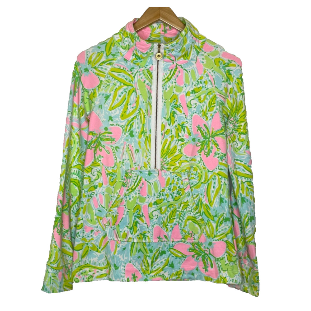 Women's XS Lilly Pulitzer Skipper Half Zipper Cotton Floral Print Sweatshirt